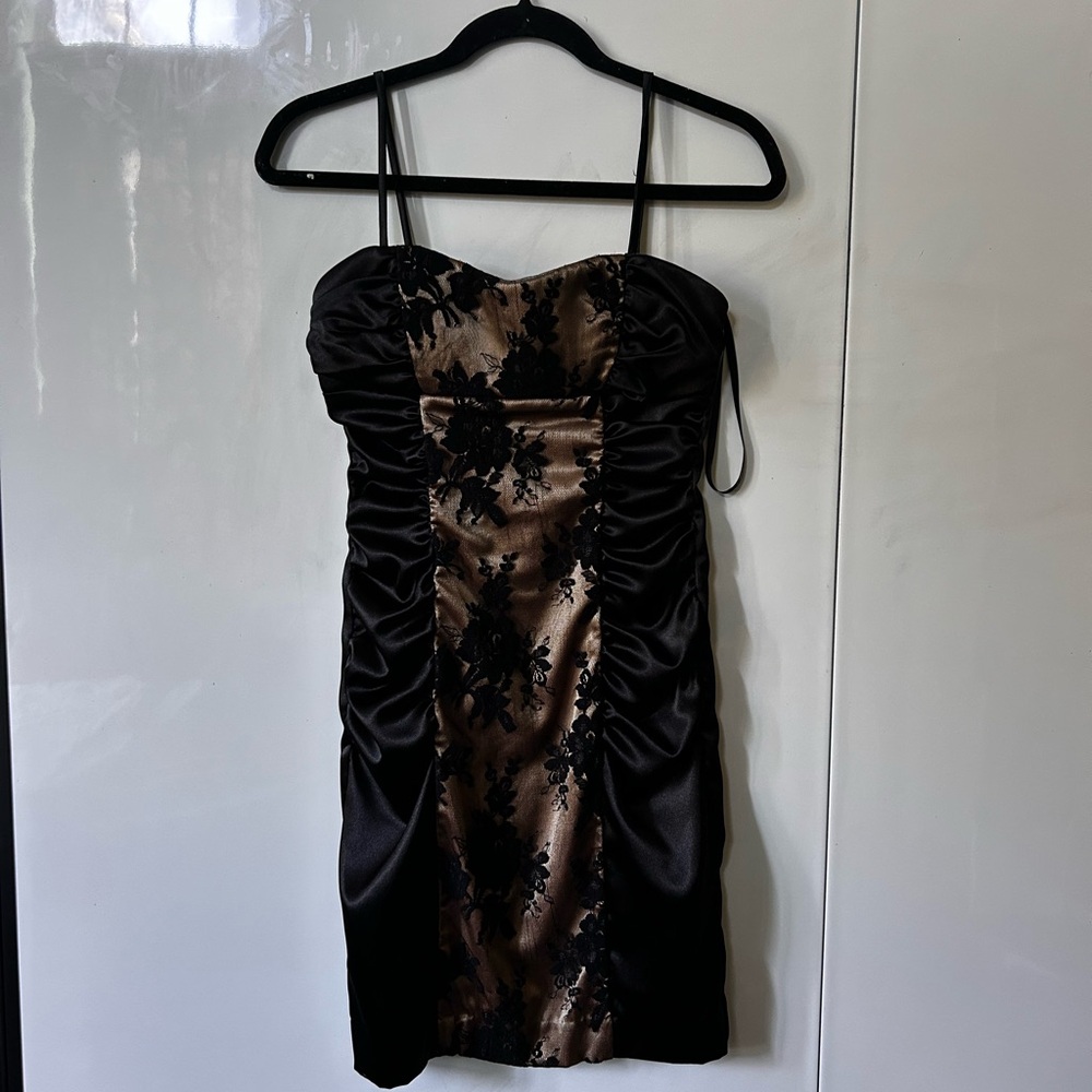 BCX Black and Brown Floral Mini Dress